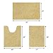HOMEIDEAS 3 Pieces Bathroom Rugs, Ultra Soft Non Slip Absorbent Chenille Toilet Bath Mat Set (Beige,17