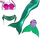 Xiongyi® Kids Girls Sparkle Mermaid Tail with Monofin Swimmable Swimwear