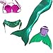 Xiongyi® Kids Girls Sparkle Mermaid Tail with Monofin Swimmable Swimwear
