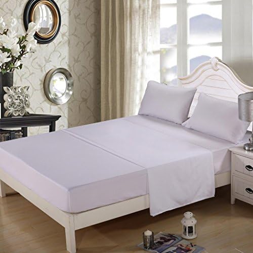 Homehug® Embossed 1800 Thread Count 4Pc Bed Sheet Set 100% Soft Polyester (King Size, WHITE)