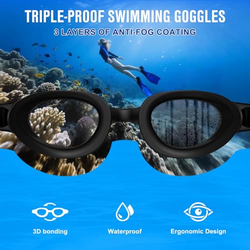 Ambienden Gafas Natacion Hombre Mujer | Impermeables Antivaho VisióN Clara Gafas Natacion Adultos Juventud General | Gafas Piscina Profesionales Con Puente Nasal Suave