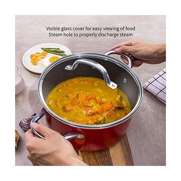 HITECLIFE-Nonstick-Pots-and-Pans-Set-Cookware-Sets-10pcs-Chemical-Free-Induction-Cooking-Set-with-Lids-Space-Saving-Aluminium-Pan-Set-Kitchenware-with-Saucepan-Frying-Pan-Stockpot-Red HITECLIFE Nonstick Pots and Pans Set, Cookware Sets 10pcs, Chemical-Free Induction Cooking Set with Lids, Space Saving Aluminium Pan Set, Kitchenware with Saucepan, Frying Pan, Stockpot, Red