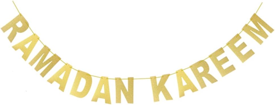 Amazon Com Cianowegy Gold Glitter Banner Ramadan Kareem