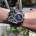 PHCOOVERS OULM 3595 Men's Military Sport Multi Time Zone Canvas Band Quartz Square Dial Watch-Dark Blue Antique