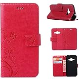 J1 2016 Case, Galaxy Amp 2 Case, Galaxy Express 3 Case, Harryshell(TM) Butterfly Flower PU Wallet Leather Protective Case Cover with Card Slots for Samsung Galaxy J1 2016 / Amp 2 / Express 3 (C-7)