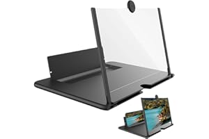 YILIA Mobile Phone Magnifier Screen, 3D HD Magnifying Projector Screen Enlarger for Movies, Videos and Gaming, Foldable Phone Stand with Screen Amplifier, Compatible with All Smartphones (Black, 12inch)