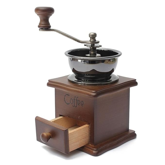 GEZICHTA Manuelle Kaffeemühle aus Holz, Mini-Holzkaffeebohnen Gewürzmühle im Vintage-Stil Handmühle Küchenzubehör, braun, Fre