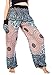 Lofbaz Women's Rose Flower 1 Smocked Waist Harem Pants One Size White