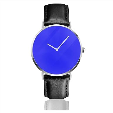 Reloj de Cuarzo con Correa de Piel y Acero Inoxidable, Color Azul