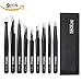 Tacklife HIT1A ESD Precision Tweezers Set 9 Pcs Anti-Static Stainless Steel Non-magnetic Tweezers Set with Storage Bag for Electronics, Jewelry-Making, Laboratory Work, Eyelash Extensions,Nail Art