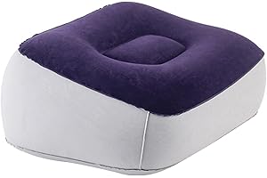 FashionCha Inflatable Footrest, Foot Pillow, Footrest, Car, Train, Ottoman, Portable, Home, PVC Flocking, Comfortable, Leg Re
