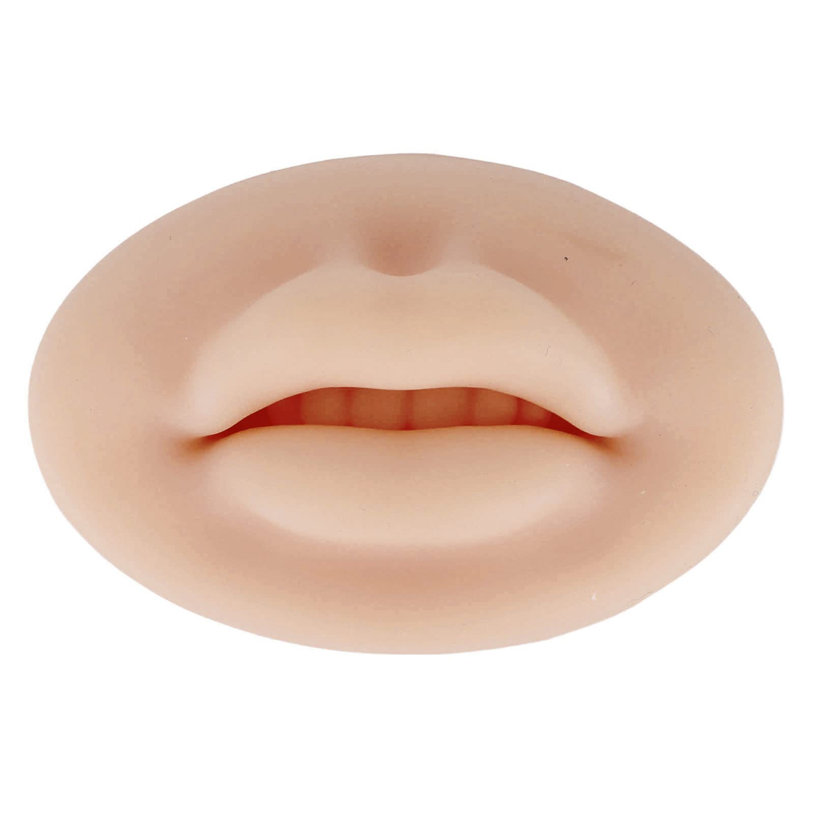 3D Silicone Lips, Tattoo Practice Lips Semi Permanent Soft Elastic Silicone Skin Touch Feeling Fake Lips Tattoo Embroidery Practice Lip Skin for Microblading Practice(Dark Skin)