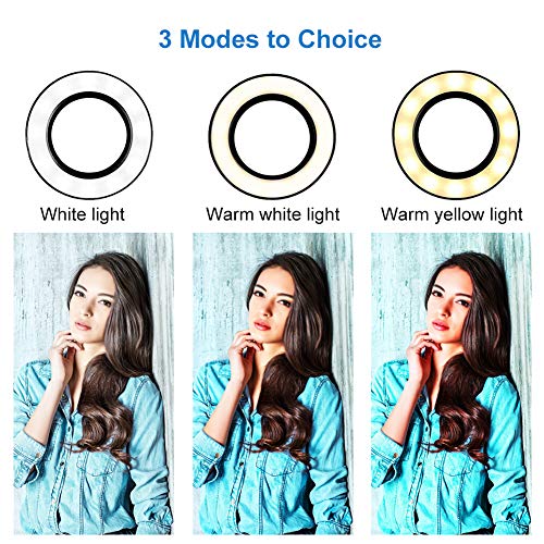 WEIHAO Selfie Ring Light with Cell Phone Holder Stand for Live Stream and Makeup Including Selfie Remote Shutter, Lazy Bracket with Flexible Arms for iPhone Android Smartphone