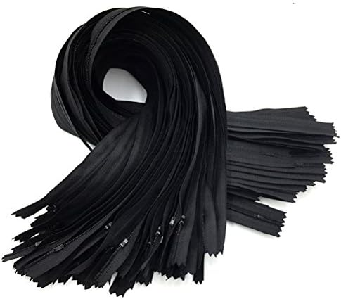Mmei 40 pcs 20 Inch (50 cm) Nylon Invisible Zippers for Tailor Sewer Sewing Craft Crafter's Special (Black)