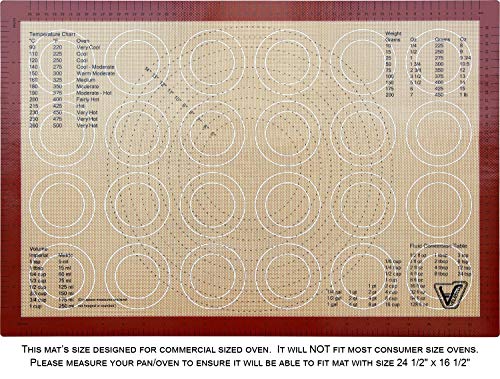 Silicone Baking Mat - Full Sheet Size (Thick & Large 24 1/2" x 16 1/2") - Non Stick Silicon Liner for Large Bake Pans & Trays - Rolling, Macaron/Pastry/Cookie/Bun/Bread Making - Professional Grade