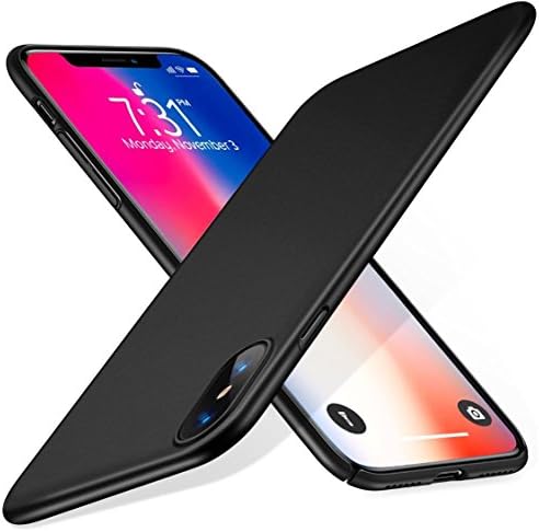 iPhone X Case,TRIJEN Ultra Thin + Slim Fit Shell Hard Protective Cover [Non-Slip Grip] Matte Finish Surface for Apple iPhone X - Space Black