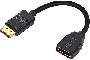 Duttek 40Gbps Short DisplayPort Extension Cable 2.1 6 Inch/15cm [16K@30Hz, 8K@120Hz, 4K@240Hz], Short DP to DP Extension Cable for Gaming Monitor, PC, Laptop