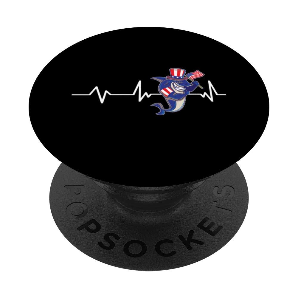 USA Shark Heartbeat Shark 4th Of July PopSockets Swappable PopGrip