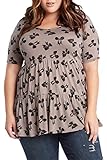 Womens Fashion Colors Paneled Three Quarter Knit Tee Top USA (Plus Size) BKBOWT 3XL