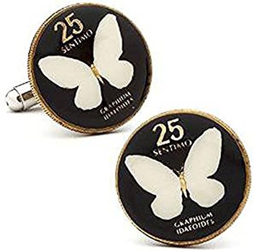Men's Executive Cufflinks Hand Painted Authentic Philippines 25 Sentimo Coin Cuff Links