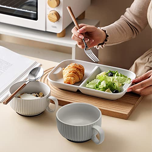 Oidium Coffee Mugs Set of 2,14 oz Coffee Tea Cups Ceramic with Handle,Soup Mug,Ceramic Coffee Mugs for Cappuccino,Milk,Cereal,Yogurt,Hot or Cold Beverages (grayish-white/light yellow)