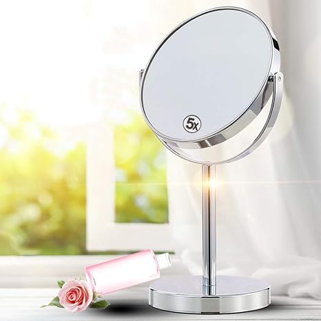 Amazon Co Jp 両面化粧鏡ポータブル両面美5x虫眼鏡折りたたみ高精細クラリティバニティミラー 5x ホーム キッチン
