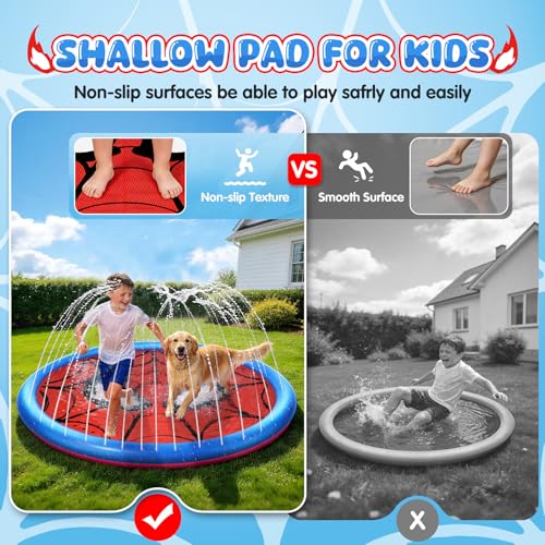 Lubolee Splash Pad for Kids and Dogs, Non Slip Extra Large Splash Pad Outdoor Sprinkler for Kids, Dog Water Summer Toys Outdoor Toys Ages 4-12 (80 inches)