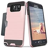 Galaxy Note 5 Case, Note 5 Case,BENTOBEN Galaxy Note 5 Wallet Case Dual Layer Card Holder Hybrid Rugged Plastic Hard Shell Flexible TPU Shock-absorption Bumper Case for Samsung Galaxy Note 5 Rose Gold