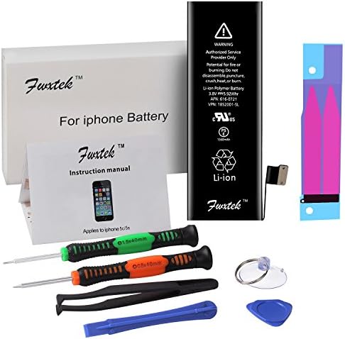 Battery Charger Internal Li-ion Replacement for iPhone 5S / 5C (Not 5) with Complete Repair Tools Kit and Instructions by Fwxtek - 1 Year Warranty