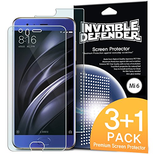 Xiaomi Mi 6 Protector - Invisible Defender [3 Front and 1 Back/MAX HD CLEARNESS][Case Compatible] Perfect Touch Precision High Definition (HD) Clear Film for Xiaomi Mi6