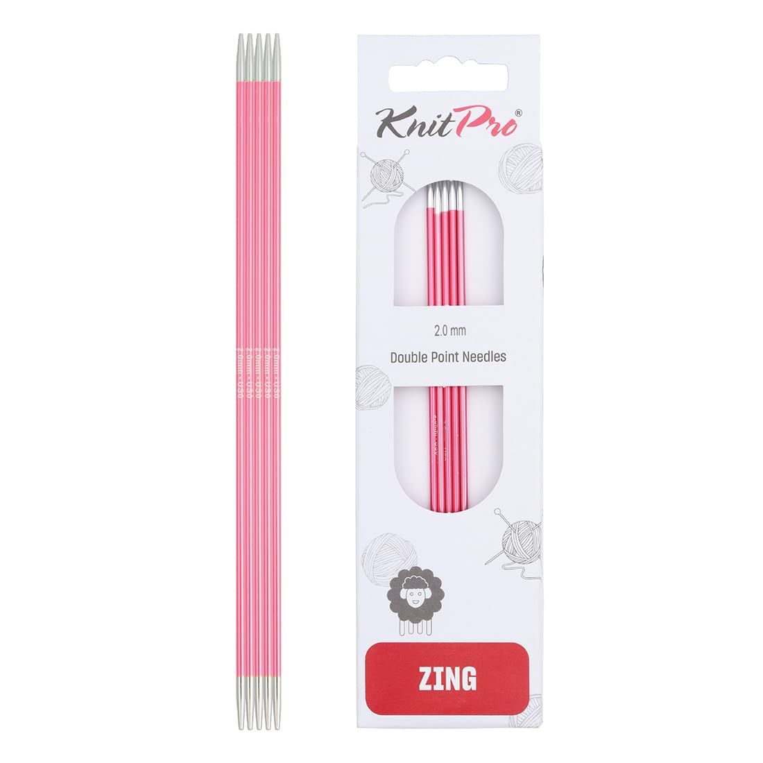 KnitPro Zing Double Pointed Needles 8" (20cm) | 2.00mm