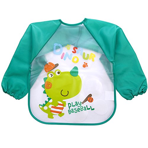 Aniwon 4Pcs Infant Toddler Baby Bibs with Sleeves Waterproof Bibs Long Sleeved Bibs, 1-5 Years Old - Thumbnail 4