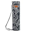Elenture Full-Zip Exercise Yoga Mat Carry Bag with Multi-Functional Storage Pockets, Black Leaf