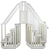 Aqua Select Anti-Slip Pool Steps Entrance System with Gate | Pearl White | for Above Ground Swimming Pools | Safety Stairs Capacity Up to 400 lbs