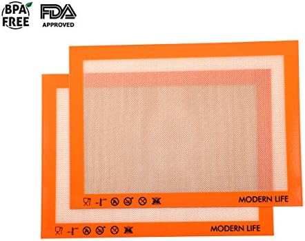 Non Stick Silicone Baking Mat 2 Pack Extra Thick Half Sheet Bakeware Set, BPA Free and FDA Approved