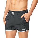 Baleaf Men's Fitted Bodybuilding Gym Shorts Zipper Pockets Grey Size M