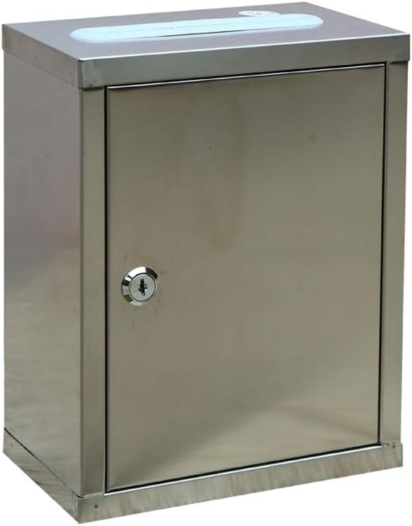 BINZHI Multi-Purpose Stainless Steel Boxless Ballot Box Donation Love Box Merit Box with Lock Suggestion Box Mail Box Delivery Box Mailbox