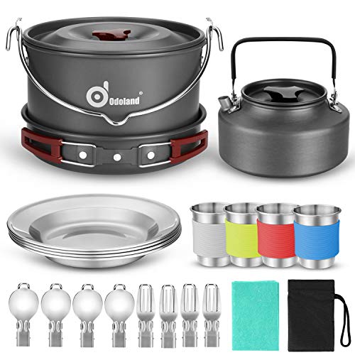 Odoland 22pcs Camping Cookware Mess Kit Camping Galore
