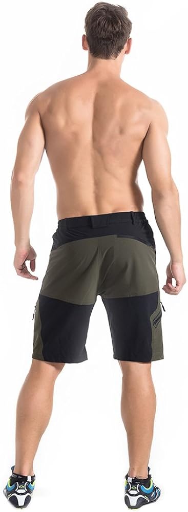 TOMSHOO Men's Baggy Cycling Shorts Breathable Loose-Fit Outdoor Sports MTB Cycling Running Shorts: Clothing