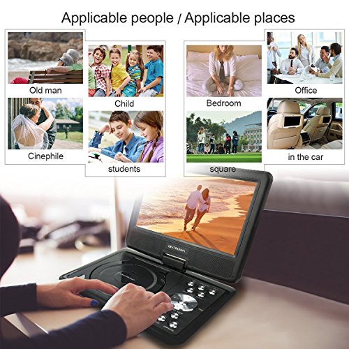 9-Swivel-Screen-Portable-DVD-Player-with-5-Hour-Built-In-Rechargeable-Battery-18M-Car-Charger-and-Power-Suppler-Remote-Control-SD-Card-Slot-and-USB-Port-by-ONTROWA--Black