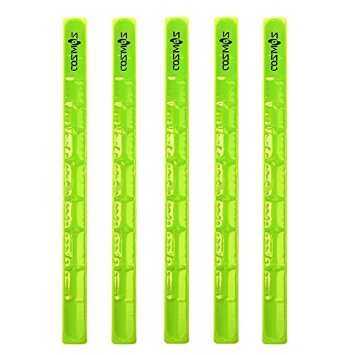 Cosmos® Reflective Snap Pop Band Bracelets Pant Cuff Strap for Cycling / Bike / Running / Walking (Neon Yellow x 5 Pcs)