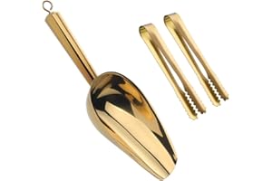 Mingcheng Stainless Steel Ice Scoop and Ice Tongs Small, Round Bottom Bar Ice Utility Scoop, 6 Inches Serving Tongs with Teet