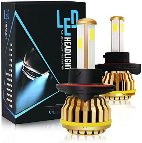 Treedeng H13 LED Headlight Bulbs,4 Side LED bulbs, Extremely Bright COB LED Chip, 60W 7200LM 6000K, Turbo Heat Dissipation, 2 Year Warranty