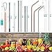 Reusable Straws,LUYATA 16pcs collapsible straw Reusable Drinking Strawswith Case Stainless Steel Straws Eco-friendly Portable Straws with Silicon Tips Hook Telescopic Cleaning Brush