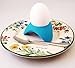 Silicone Egg Cups and Stainless Steel Demitasse Egg Spoons Set of 4 in Sky Blue