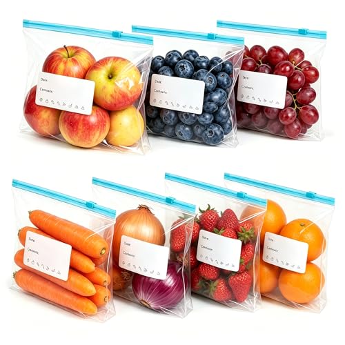 Saco Hermetico 90 Unidades Tamanho Médio, Saco Zip Para Congelar Armazenar e Organizar Alimentos, 23cm x 15cm, com Zip Abre e Fecha, Reutilizável, Livre de BPA, Saquinho Para Congelador