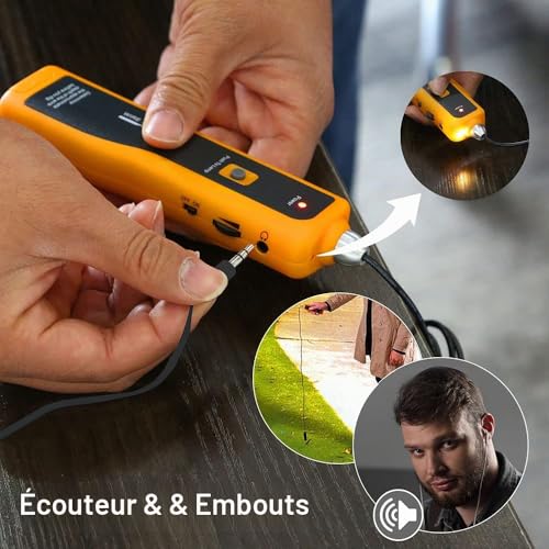 KOLSOL underground cable locator, wire tracer with earphone, cable tester for fence cables for dogs, irrigation control wires