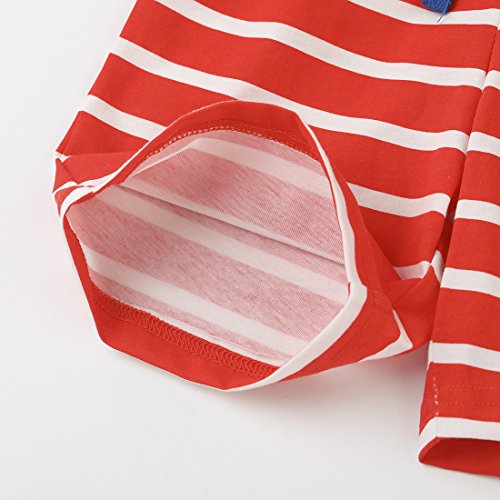 Neeseelily Baby Boys Summer Sleeve Short T-Shirts and Stripe Shorts 2pcs Shorts Set Outfit (3T, Red)