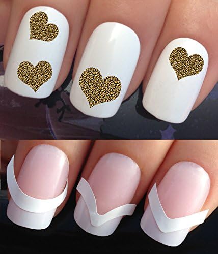 WATER NAIL DECALS TRANSFERS STICKERS TATTOO ART SET #359 &amp; 172. **plus x48 nail tip guides!!** x24 ANIMAL LEOPARD SPOTS PRINT LOVE HEARTS TATTOO WRAPS &amp; x48 FRENCH MANICURE TIP GUIDES! CAN BE USED WITH NATURAL GEL ACRYLIC STICK ON NAILS! OR WITH GLITTER DUST CAVIAR BEADS ALLOYS DECORATIONS CONFETTI FIMO SHAPES TAPE PENS RHINESTONES!