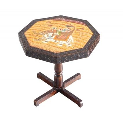 Saarthi Rajasthani Handcrafted and elephant Dhola Maru design handpainted Wooden Stool cum side table, cafeteria stool (Multicolour,15,Elephant Safari)